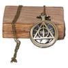 Triangle Analog Locket Pocket Watch with Long Chain and Roman Numbers Jewellery Necklace with Wooden Box for Women and Men