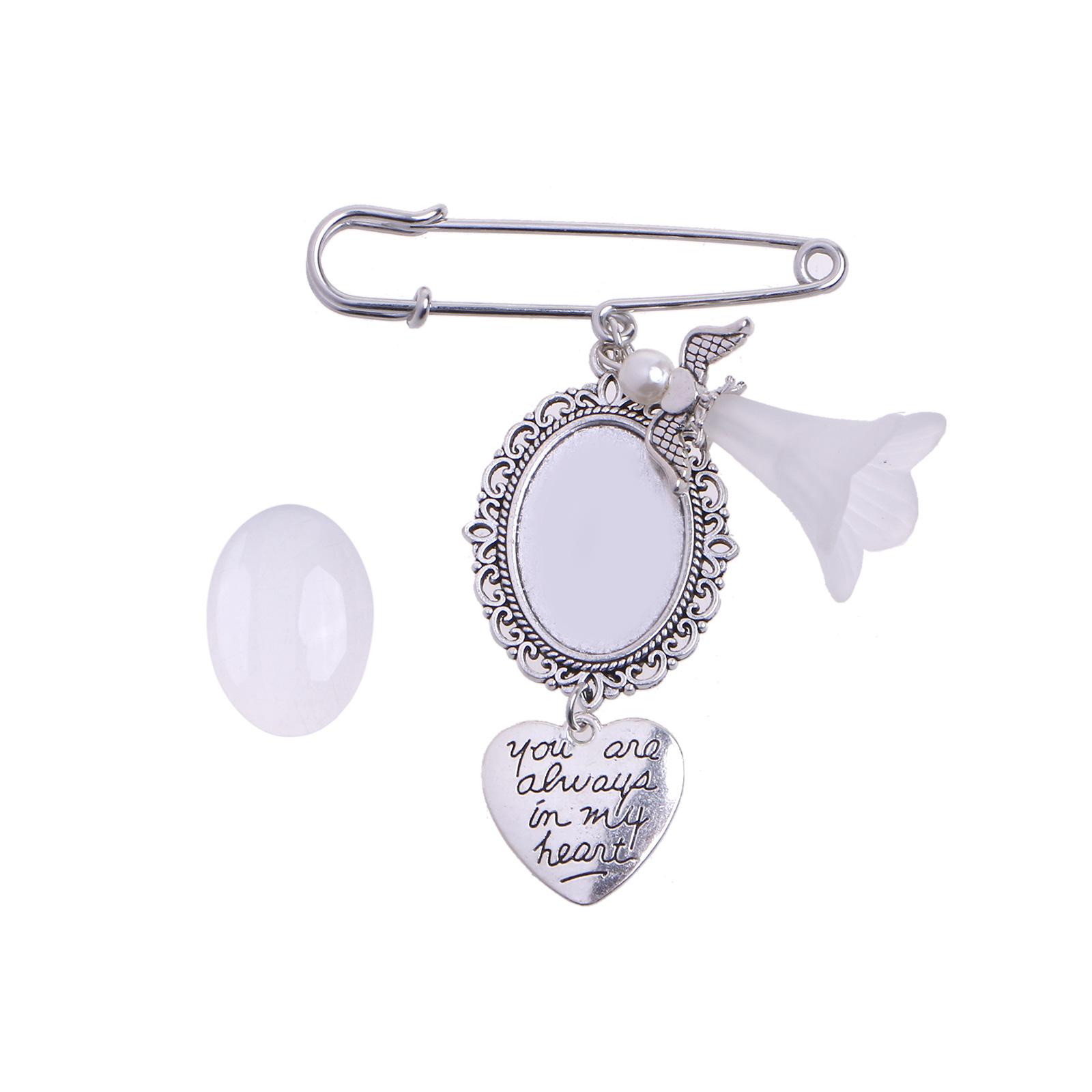 

Oval Glass Cabochons Boutonniere Bouquet Charms DIY Pin Brooch Making Kit Brooch Tray Heart Charm for Wedding Party 1