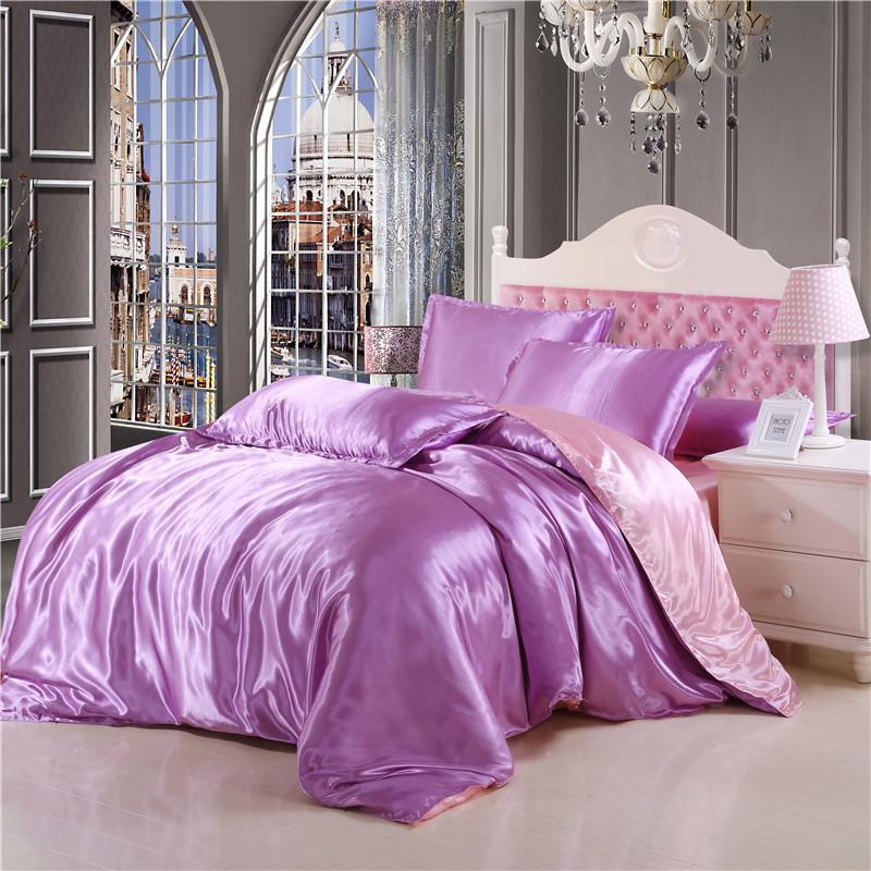Buy Comfortable Quilt Cover Ice Silk Simulation Silk Solid Color