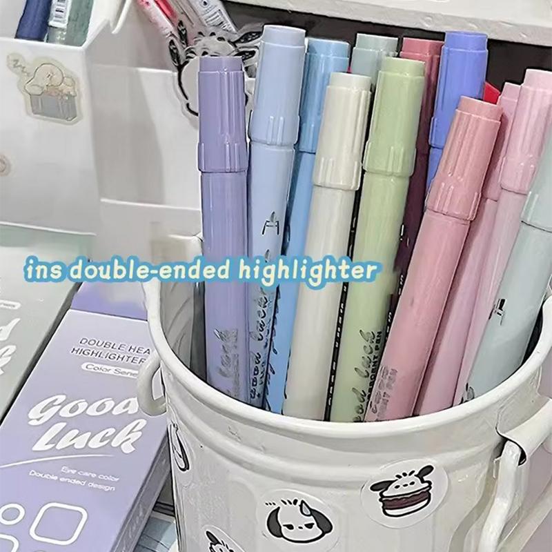 4Pcs Highlighter Double Head Marker Pen High-Value Gradient Color Student Markers Cute Highlighters Stationery Supply