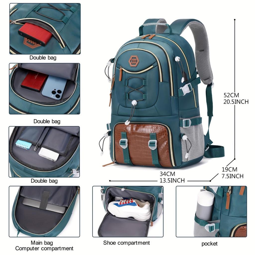 Outdoor Travel Backpack With Large Capacity For Sports Camping, Suitable For Men And Women With 17-inch Laptop Compartment