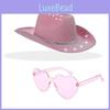 Halloween Glitter Cowboy Hat Set With Silver Pink And Gold Stripes And Matching Goggles For Costume Parties