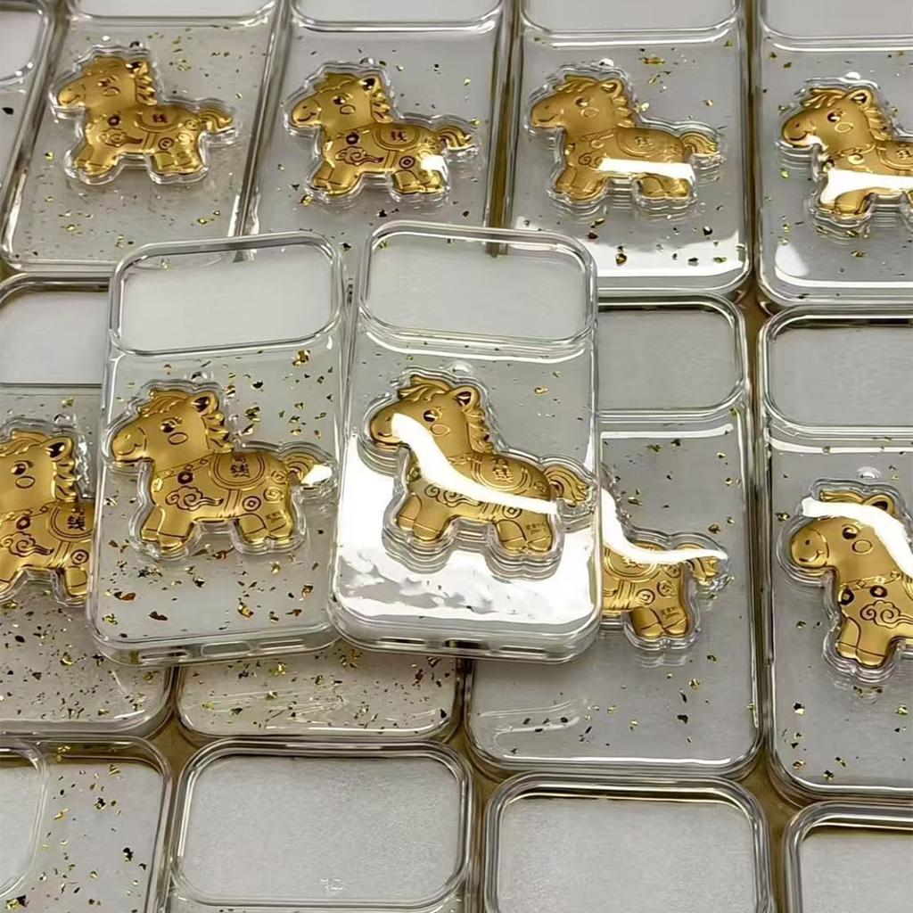 3D Drip Glue Phone Case for Apple 17PROMAX Internet Celebrity Trendy Brand Full Pack Large Hole Female Drip Glue Case In The Year of The Horse