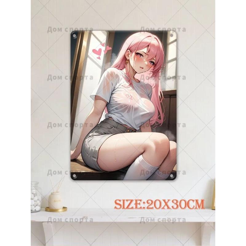 Anime Girl Metal Wall Art, Door Wall Decor 30x20cm