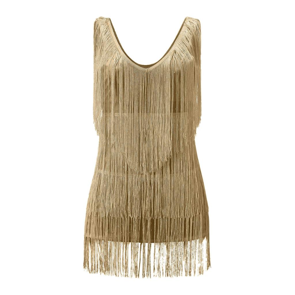 Sexy V-Neck Backless Bodycon Dress for Women 2024 Summer Fringe Tassel Club Party Prom Mini Dress Elegant Flapper Dress Vestidos