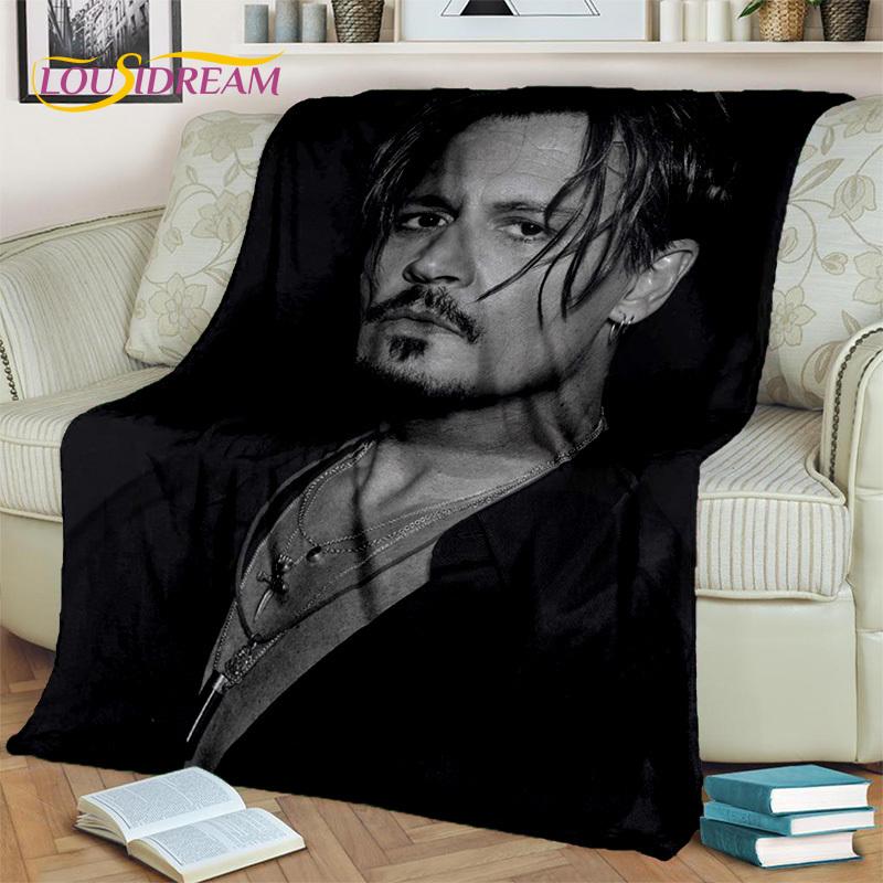 3D-Druck-Serie Johnny Depp Decke, Weiche Überwurfdecke für Zuhause Schlafzimmer Bett Sofa Picknick Reise Büro Ruheabdeckung Decke Kinder