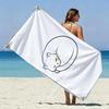 Minimalist Line Art Cat Beach Towel Patterned Sunscreen And Windproof Suitable For Swimming Pool Camping Travel Blanket