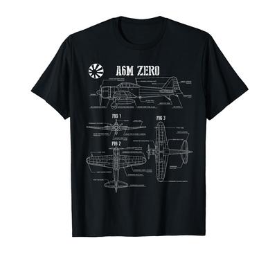 Blueprint of the Japanese Zero Fighter Aircraft of World War II T-Shirt