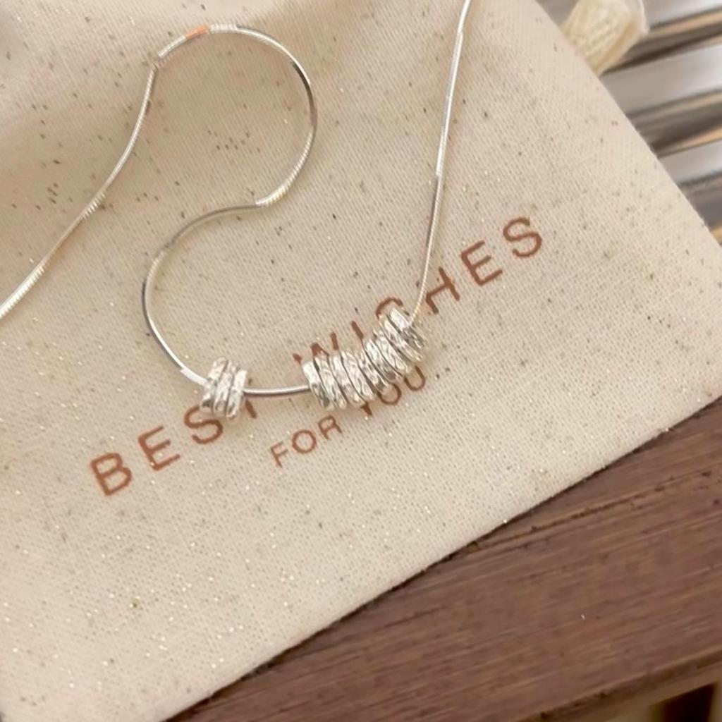 Textured Sterling Silver Women's Necklace - New Stylish INS Design, Light Luxury, Versatile Collarbone Chain