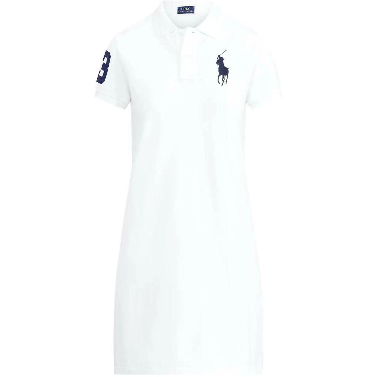 

Polo Ralph Lauren Однотонное платье с вышивкой цифрового логотипа, с коротким рукавом, женское, платья, Белый 211708197-002 M