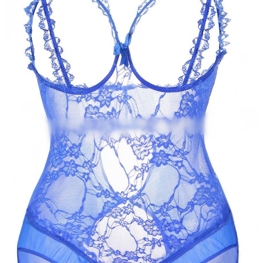 European & American Lace Open Crotch See-through Sexy Lingerie Bodysuit