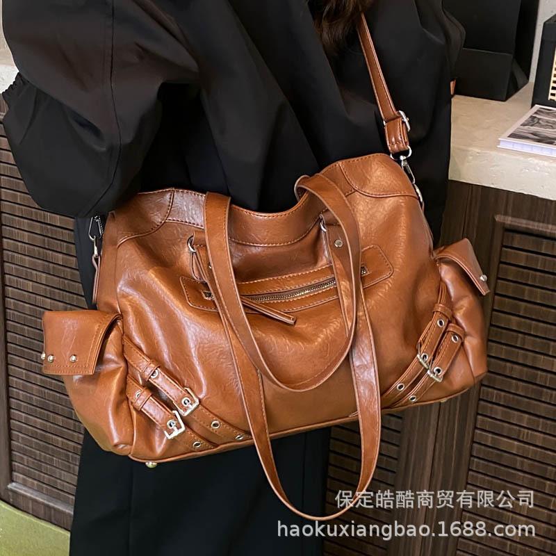 Retro Bag Women's Large Capacity 2025 New Autumn and Winter Versatile Shoulder Messenger Bag Texture Student Class Tote Bag