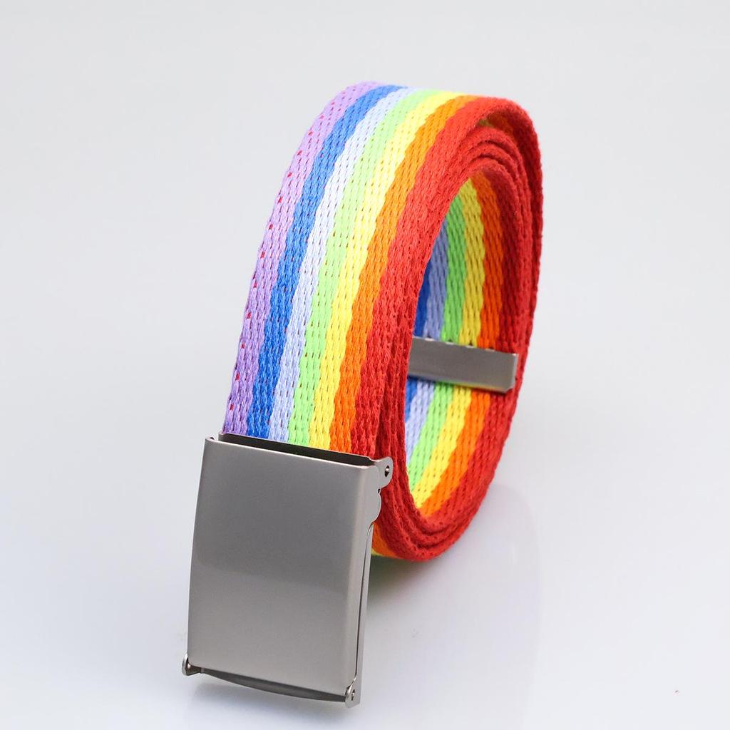 Unisex Canvas Belt with White Iron Buckle for Teens and Adults