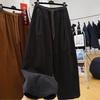 Women's Wide-Leg Corduroy Pants - Elastic Waist, Velvet-Lined, Casual Straight Cut for Autumn/Winter.