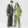 Men's Autumn Color Block Striped Windbreaker & Waterproof Hiking Pants Set