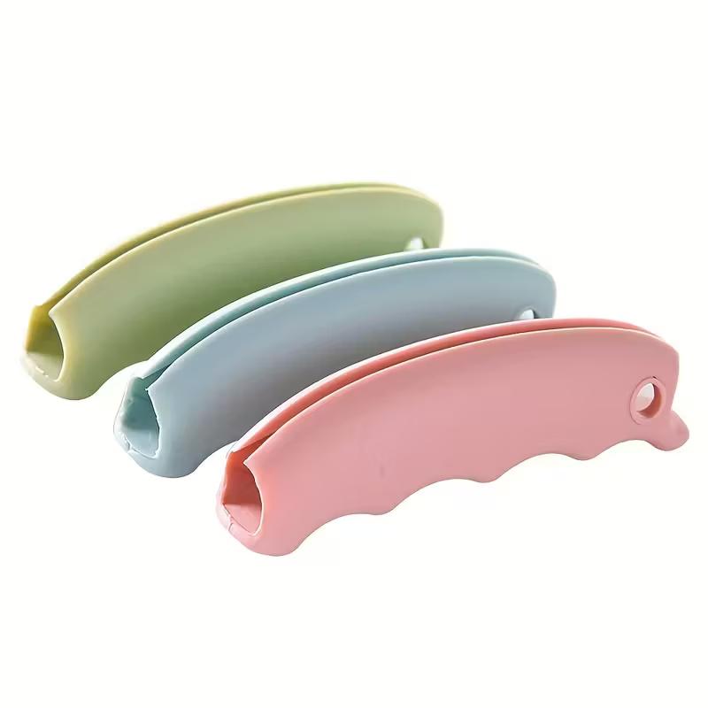 

[3pcs Silicone Bag Carrier] 3pcs Anti-Slip Silicone Shopping Bag Carrier | Foldable & Detachable Handles for Grocery Bags розовый