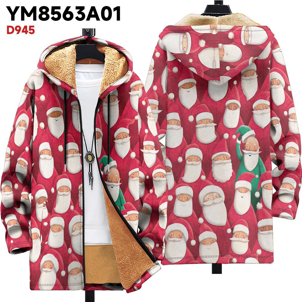 Nová bunda vícebarevné vzorové prvky B1 zipová mikina s kapucí zateplená zimní fleecová trendy vatovaná bunda