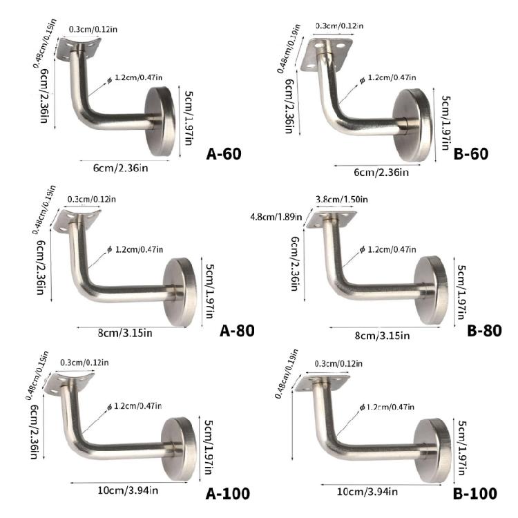 6 Stück Wandmontierter Treppenhalter Edelstahl Treppengeländerhalterung Wandmontierte Hardware-Zubehörteile