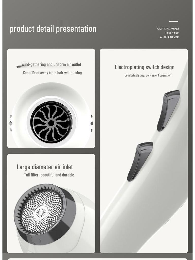 High-Power Hair Dryer with Negative Ion Technology for Salon & Home Use - Fast Drying with Hot & Cold Air