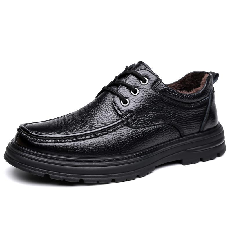 Autumn Winter Business Leather Shoes for Men Solid Color Keep Warm Casual Shoe Male Fashion Antiskid Designer Dress Shoes Man