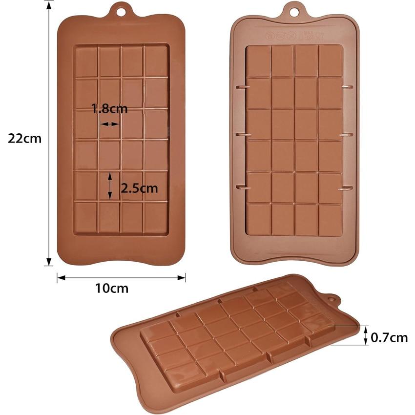 4-Pack Silicone Chocolate Molds for Homemade Chocolate, Candy, Jelly, or Ice Cubes, Brown, Rectangle