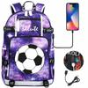 Soccer Print College Student Backpack with USB Charging Port Large Capacity Back To School Bags Women Men Laptop Travel Mochila