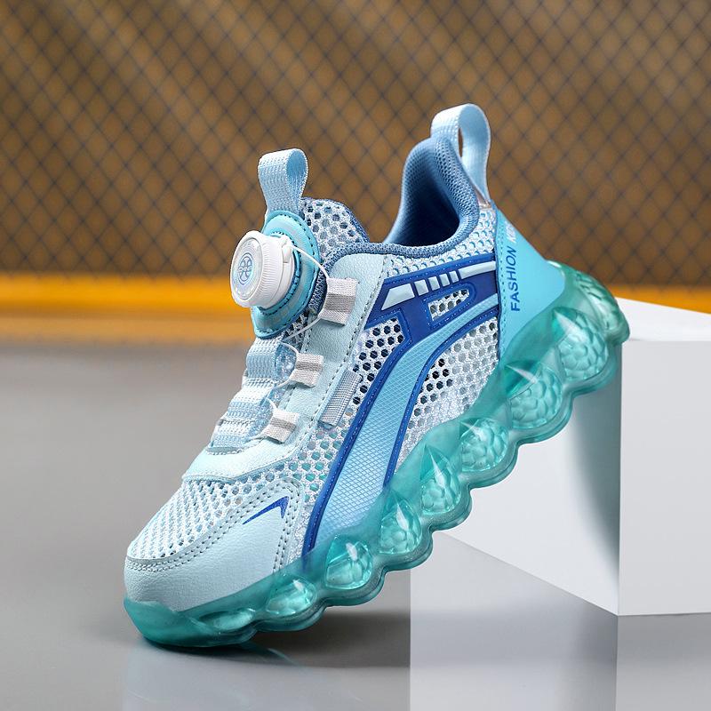Children's sports shoes spring new breathable single net boys and girls running shoes medium and older children soft sole trend air cushion classmate