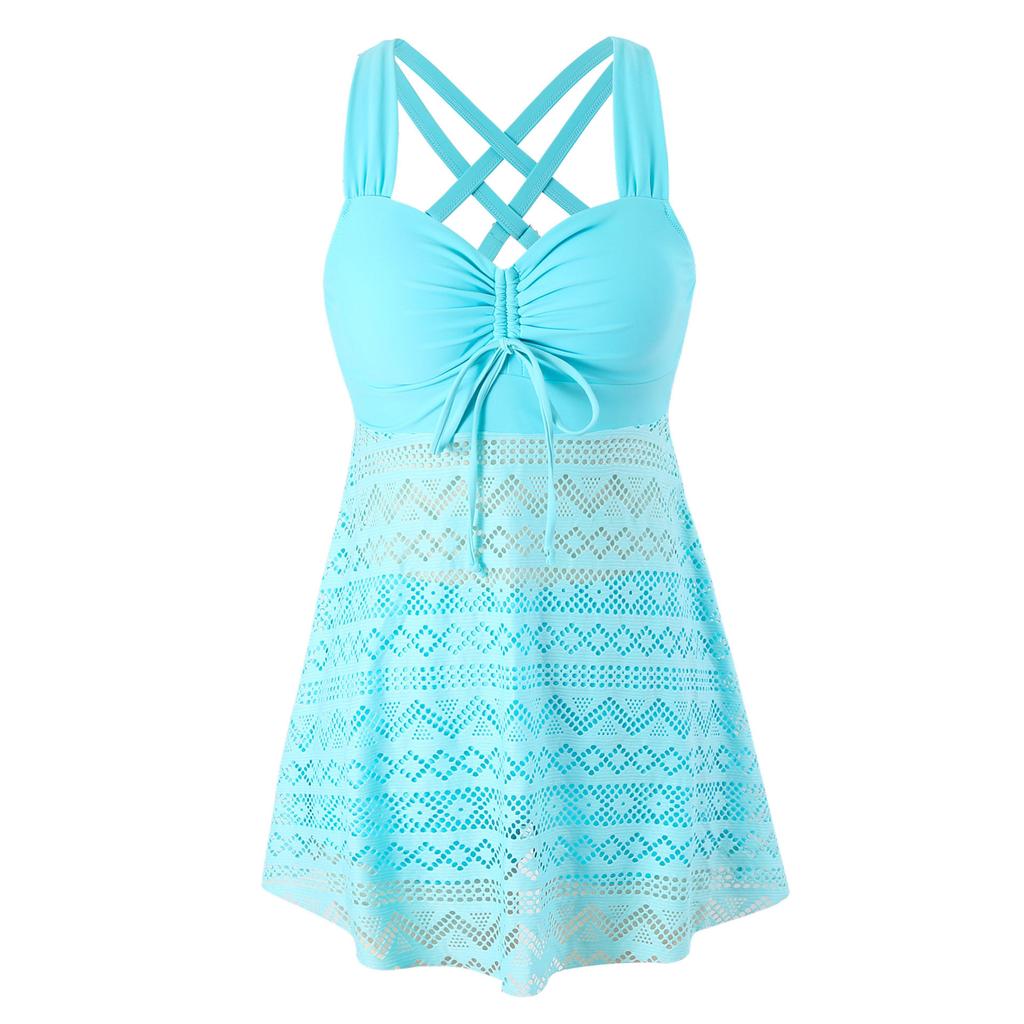 Sommer Store badedrakter Tankini-sett Dame Plus Size Badetøy Strandklær Todelt badedrakt Sportsbasseng Dame Badedrakt