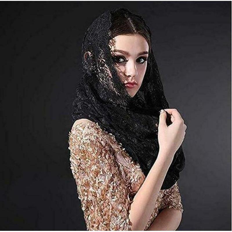 Meier Bridal Wedding Halloween Veil Embroidered Lace Headscarf Face Veil Women's Gauze Scarf