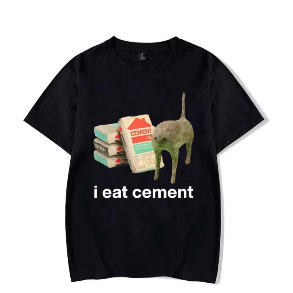 

I Eat Cement Cursed Cat Funny Meme Cotton T Shirt for Men Women Fashion Casual Short Sleeve T Shirts Male Oversized T-shirt T... S разноцветный