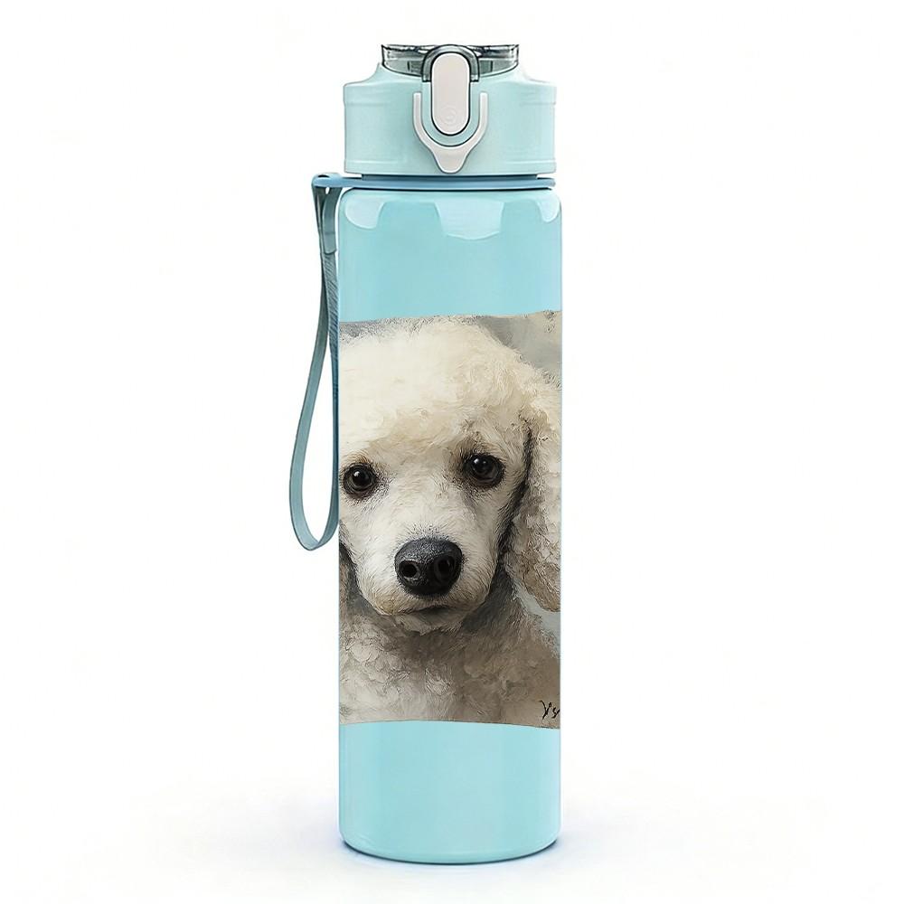 1PC Puppy With Soft Cushion 750ml Color Plastic Sports Water Bottle Leakproof Flip Straw Lid Suitable for Sports Office Home Use
