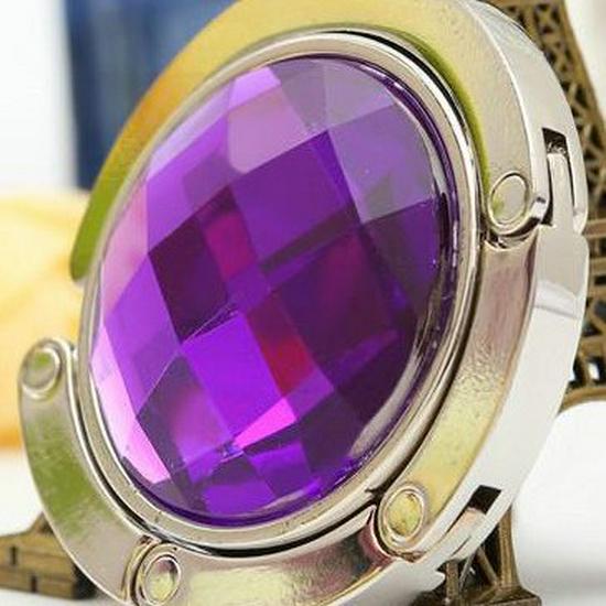 Portable Folding Crystal Handbag Hook - Rhinestone-Free Metal Clip for Table Edge