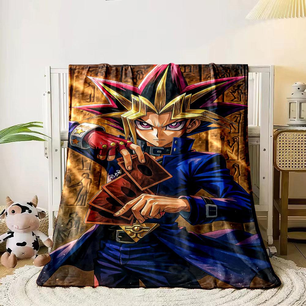 

Spiky colorful hair, golden pendant, cards in hand, ancient backdrop. for all seasons blanket lunch break throw gift 80cm x 120cm