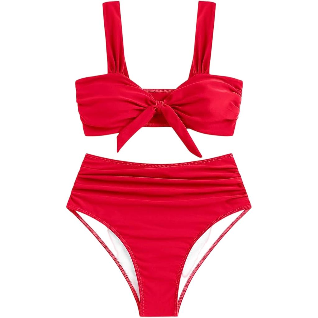 Women's Sexy Wide Strap Bandeau Split Bikini Swimsuit