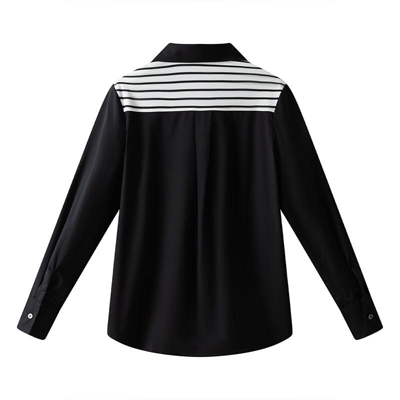 Women's Classic Striped Shawl Faux Two-Piece Shirt