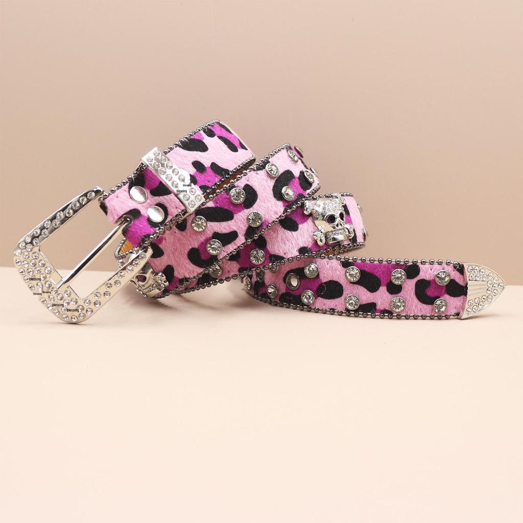 European-American Skull Rhinestone Punk Belt - Unisex Fashion Accessory
