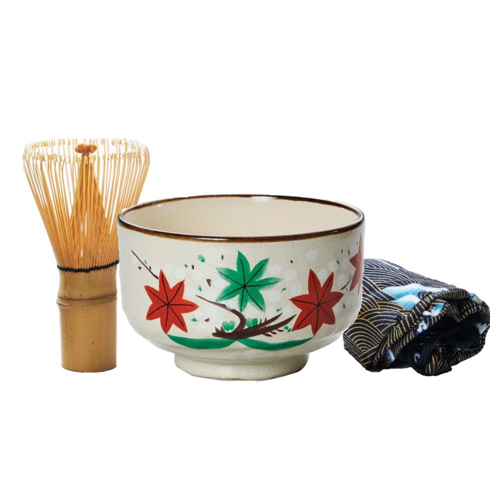 Matcha Bowl 3-Piece Set, Maple Leaf, L005