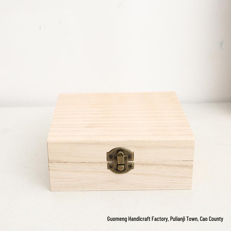 In-Stock Paulownia Wood Retro Flip-Top Rectangular Storage Box
