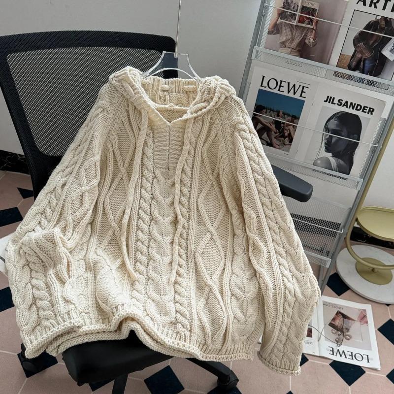 Свитер для женщин зимний хлопковый утолщенный пуловер теплый вязаный эластичный с длинным рукавом оверсайз джемпер свитер топы XXL белый 4070₽