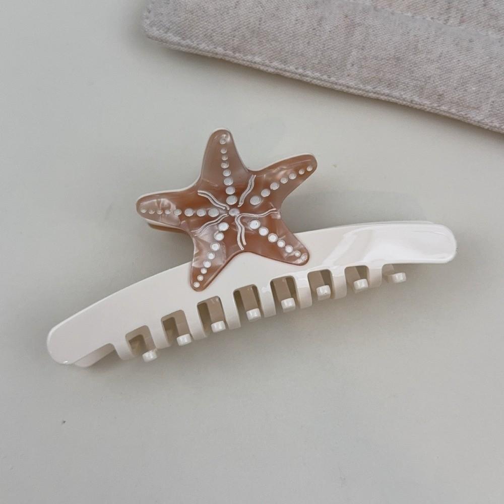 Non-Slip Starfish Hair Claw Clip Ocean Style Hair Barrettes Acetate Shark Clip  For Women