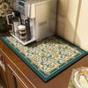 Draining Mat Double-sided Non-slip Fast Water Absorption Anti-scalding Imitation Tile Printing Coffee Machine Draining Pad Kitchen Supply