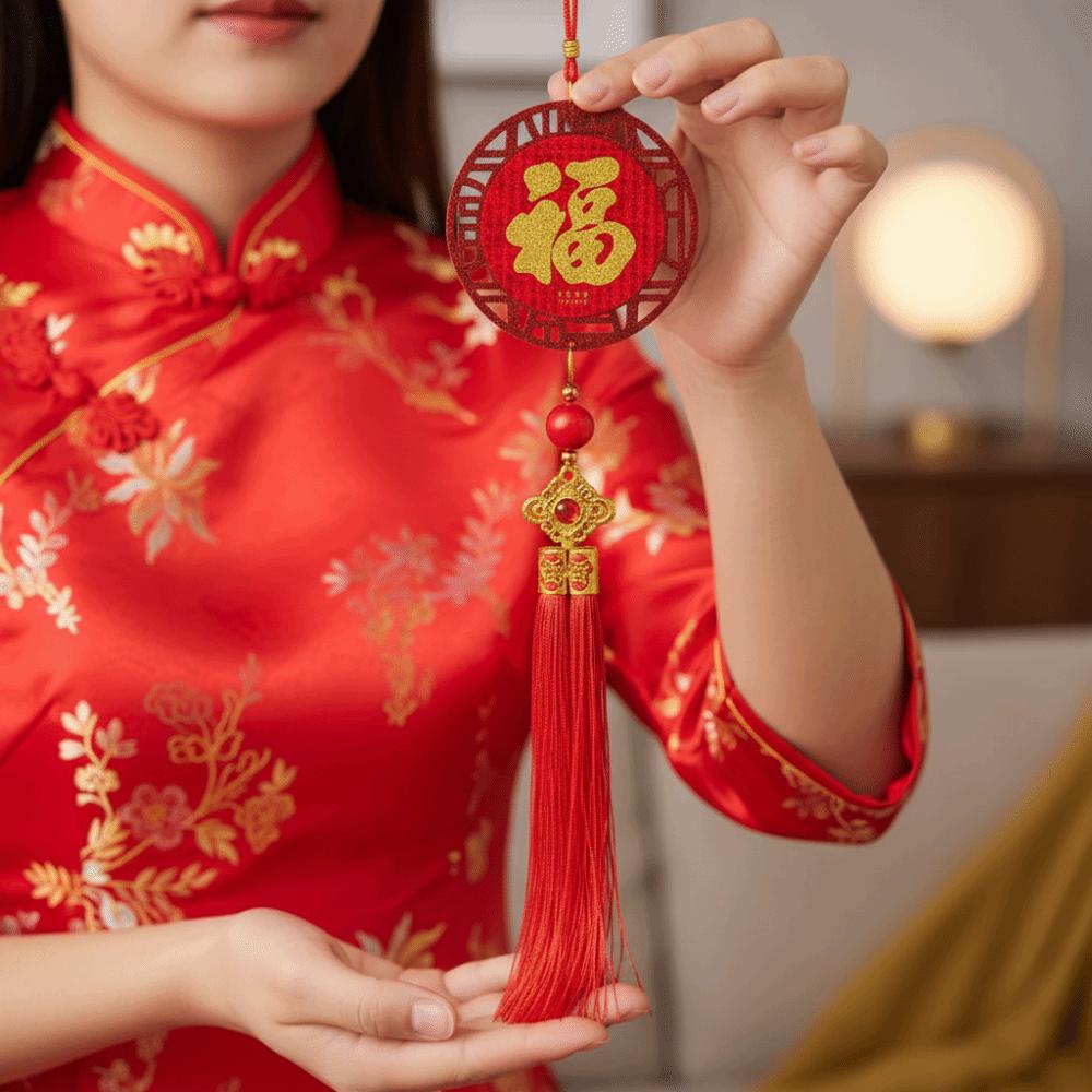 Red Spring Festival Door Decoration Traditional New Year Hanging Ornaments Home