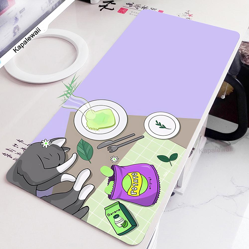 Large Pink Mouse Pad Kawaii Cute Cat Mousepad XXL Anime Deskmat AntiSlip PC Mouse Mat Big Keyboard Pads Table Carpet Xcm