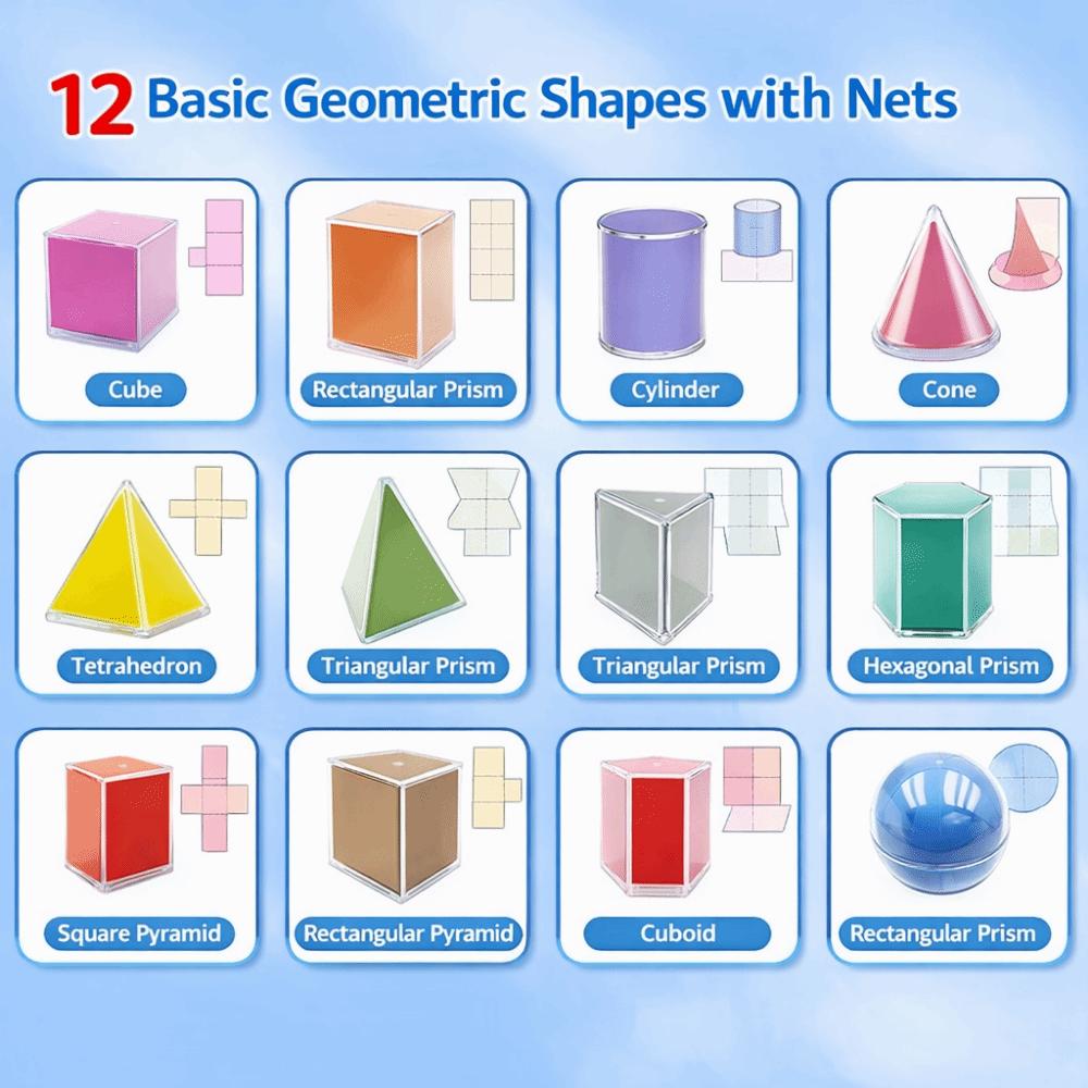 12/15PCS Transaprent Math Toys Cube Cuboid Cylinder Cone Educational Tools  Educational Activities 12PCS