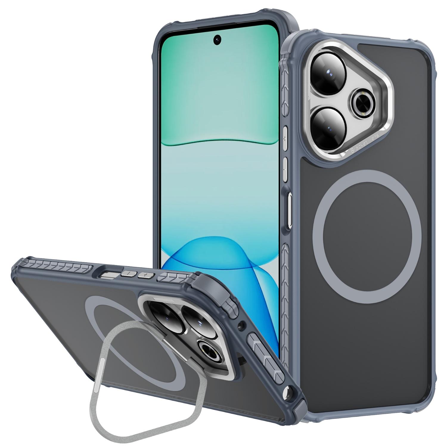 

Чохол для Xiaomi Redmi 13 5G/13 4G з об єктивом, підставкою, матовою задньою кришкою телефону, сумісний з MagSafe Grey