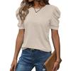 Women’s Short Puff Sleeve Crew Neck T Shirt Casual Loose Fit Soft Knit Top for Daily Wear Work Travel