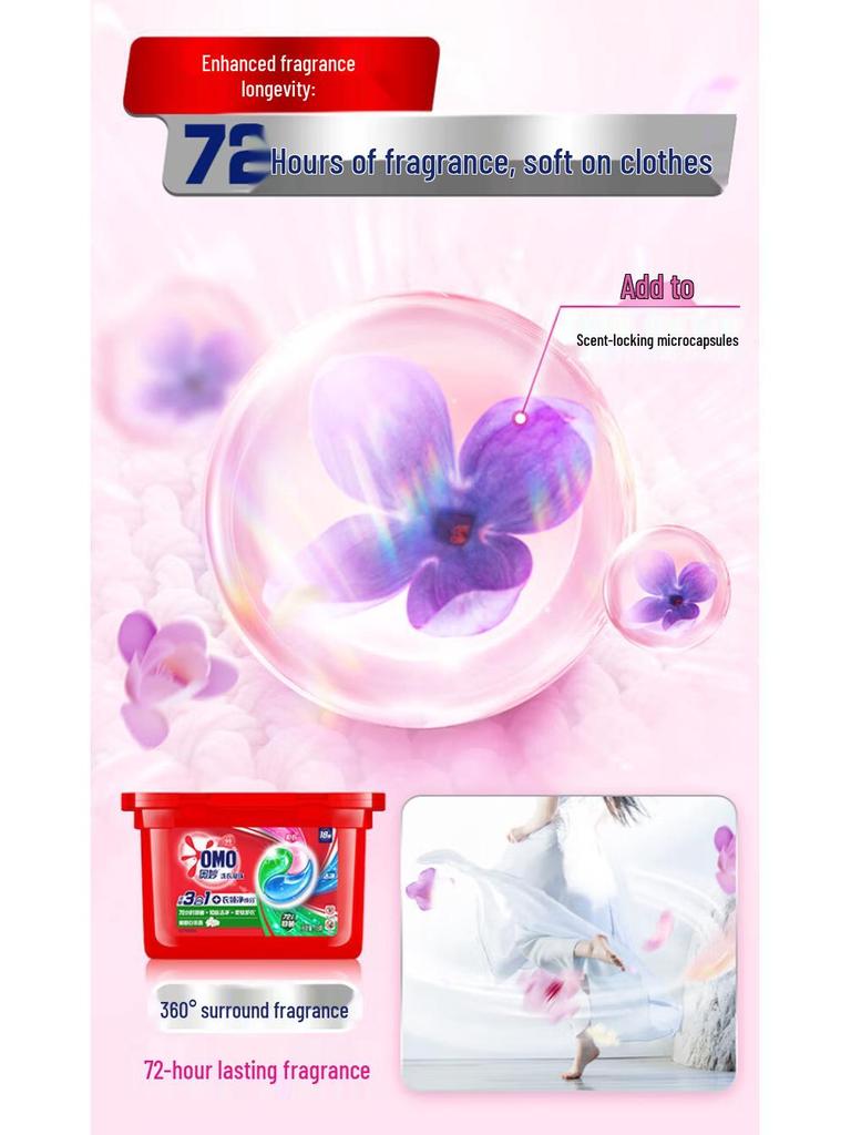 Mystic Lavender 3-in-1 Laundry Pods: Stain Remover, Sterilizer, Mite Remover with Long-Lasting Fragrance.