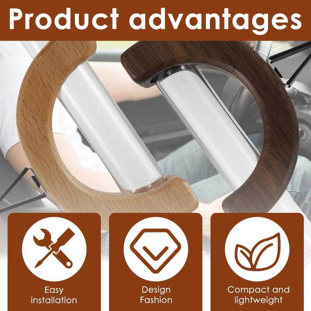 2Pcs Car Flower Test Tube Solid Wood Vase Plant for Car Vent Install Station Flower Decoration Home Glass Auto Air Vent Ornament