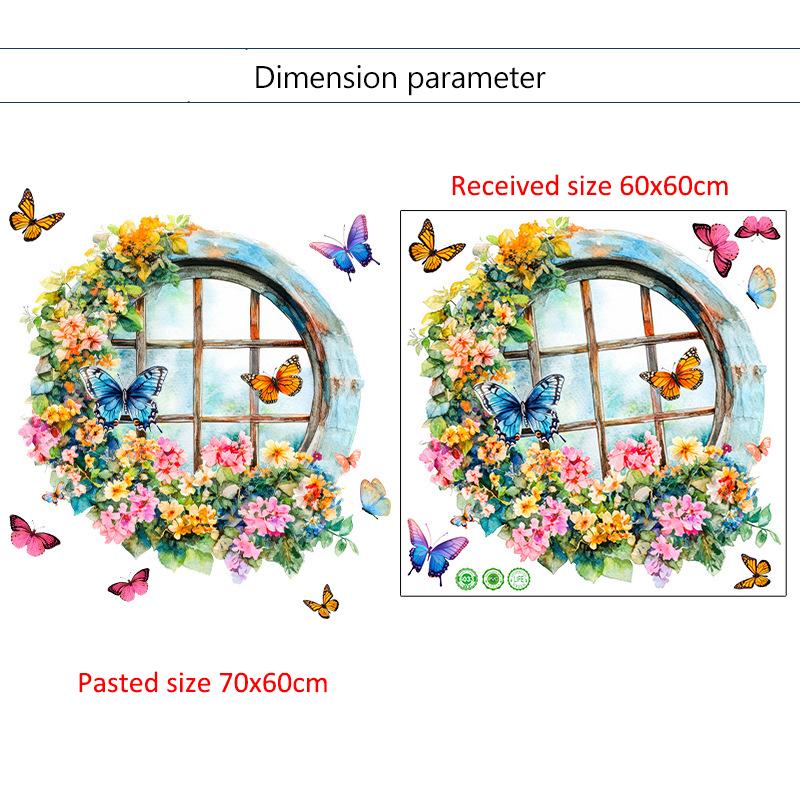 3D Fake Window Wall Sticker Self Adhesive Window Sill Flower Butterfly Decal for Living Room Bedroom Decoration Home Decor