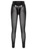 S-3XL Women Wet Look PU Leather Clubwear Set Zipper Cups Y-Back Bralette with Mesh Leggings Tights for Rave Party